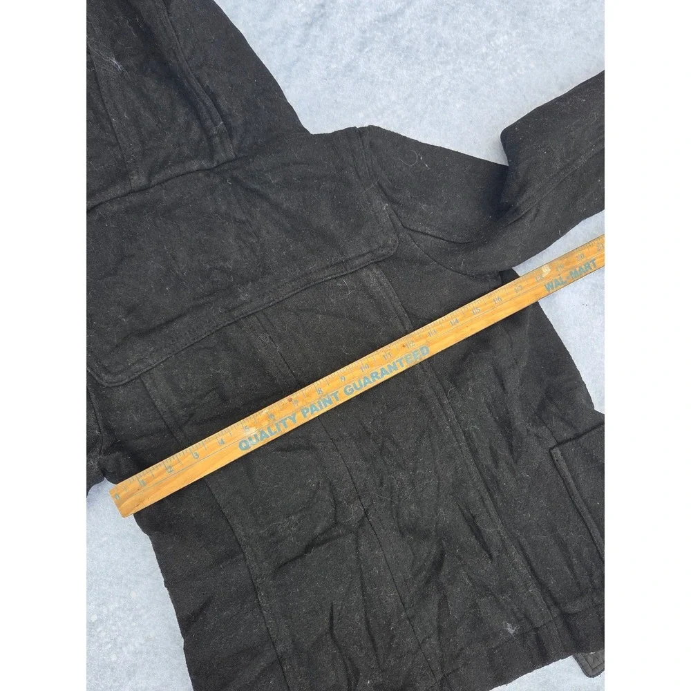 Aeropostale Womens Wool Blend Duffle Coat Black Hooded Toggle Jacket XS‎